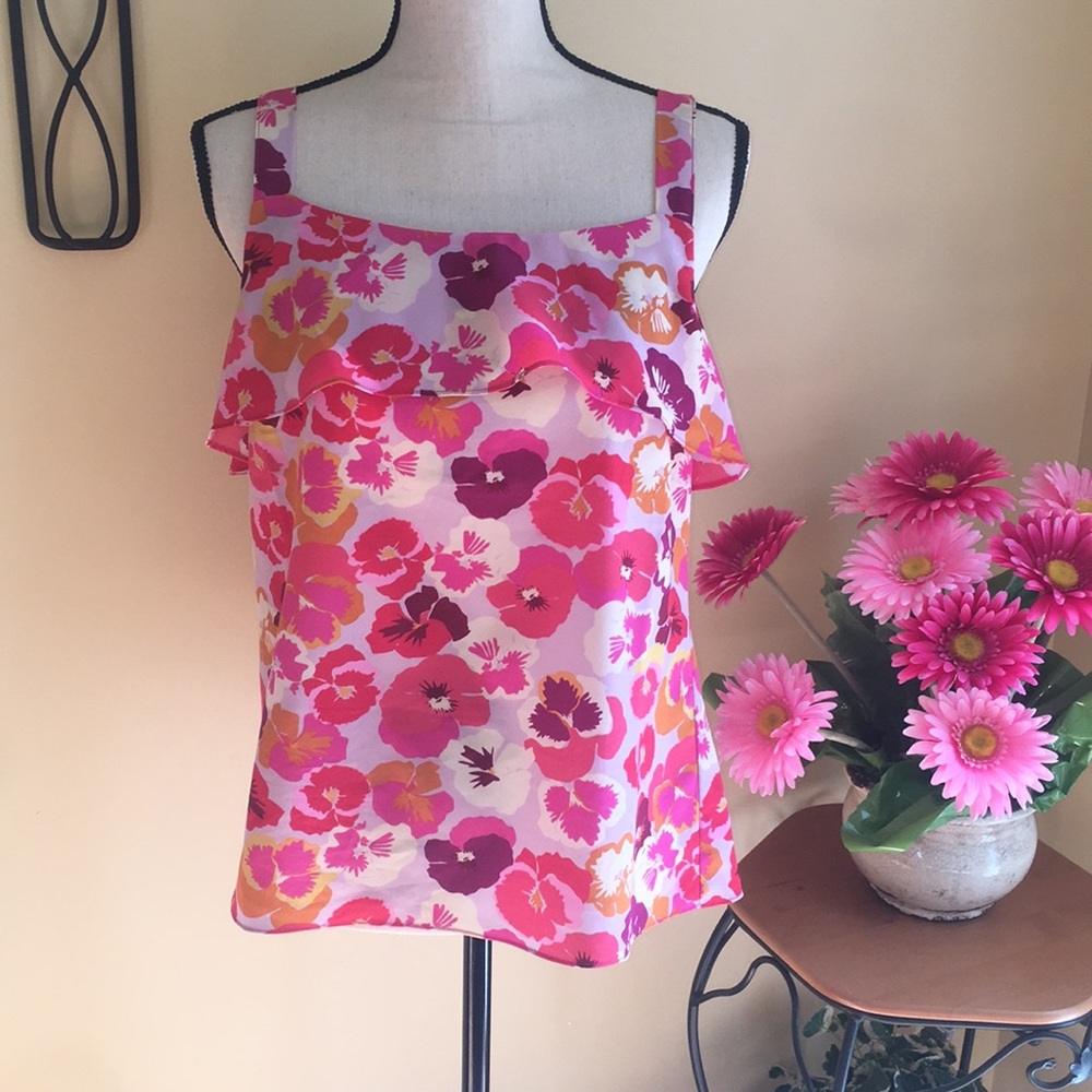 CAbi pink and orange summer top